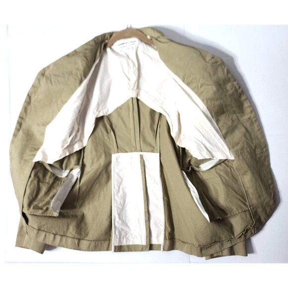 COMME DES GARCONS Curved Front Tailored Dart Jacket RO-J021 Khaki/Beige L NWOT - Picture 6 of 16
